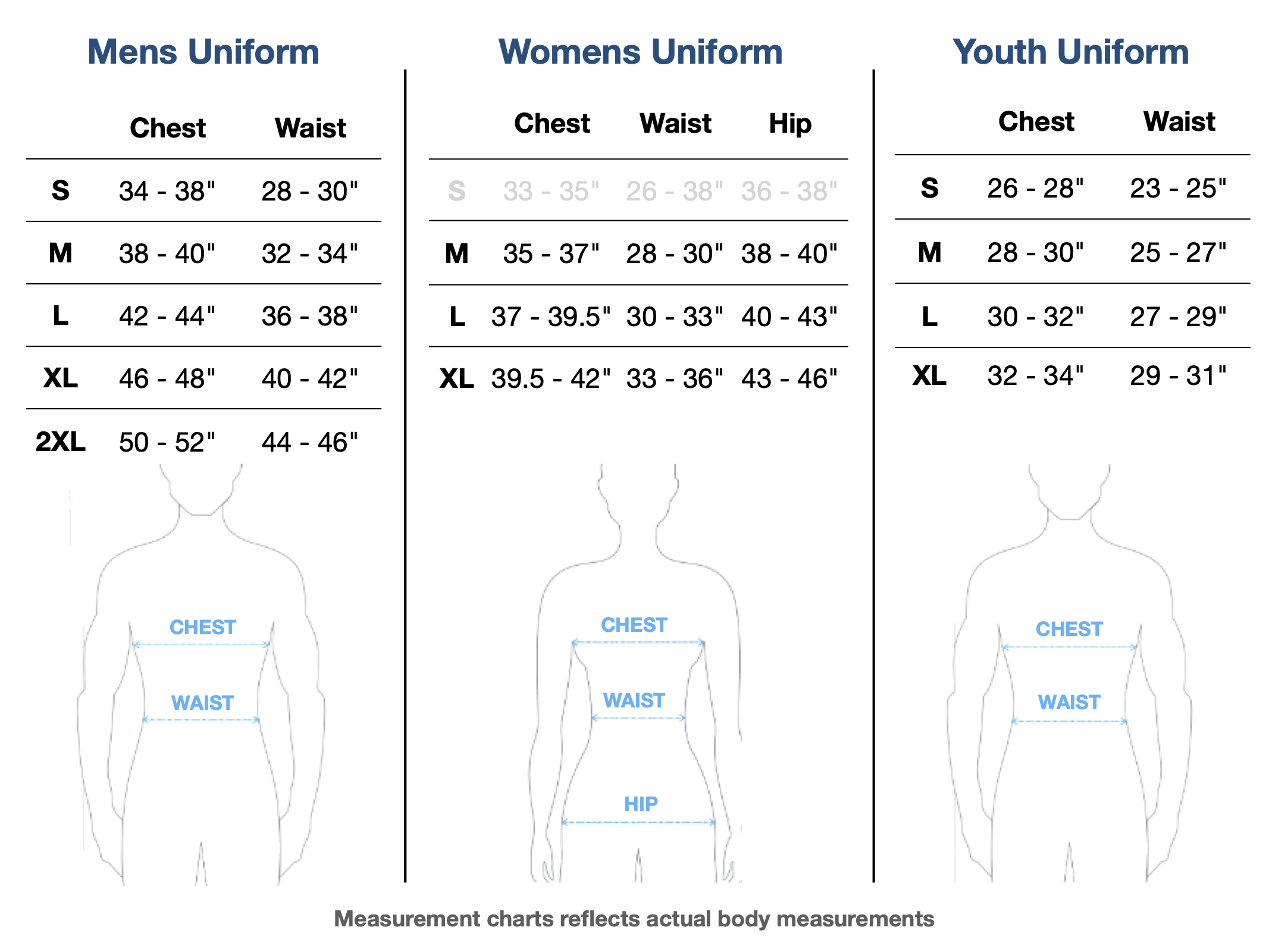 LYBA Uniform Sizing